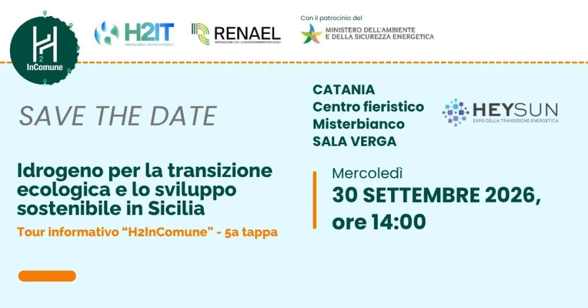 il 30 settembre e il 1176 ottobre 2026 h2it partecipa a catania alla fiera heysun 8211 expo della transizione energetica