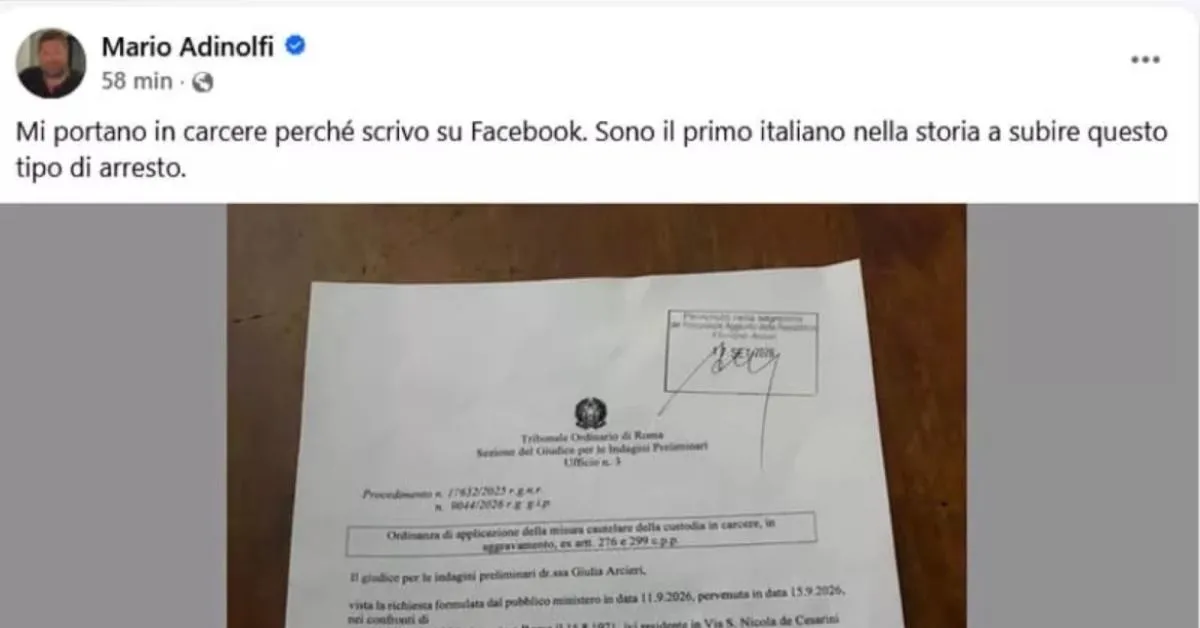 roma mario adinolfi trasferito in carcere dai domiciliari comunicava sui social da casa nonostante il divieto