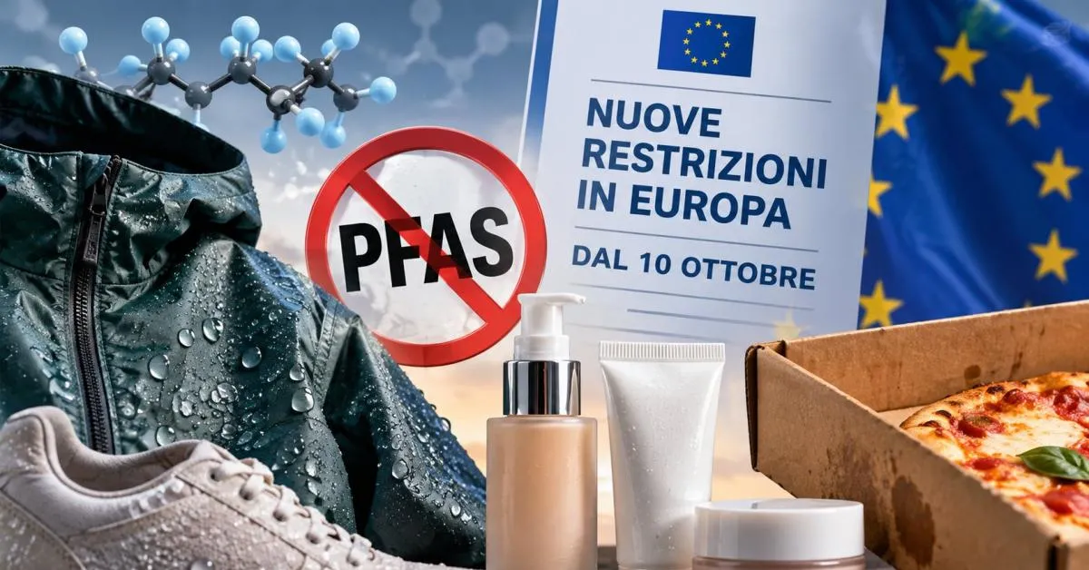 pfas dal 10 ottobre scattano le nuove restrizioni ue cosa cambia per vestiti accessori cosmetici e imballaggi alimentari da Ilgiornaleditalia.it pfas dal 10 ottobre scattano le nuove restrizioni ue cosa cambia per vestiti accessori cosmetici e imballaggi alimentari